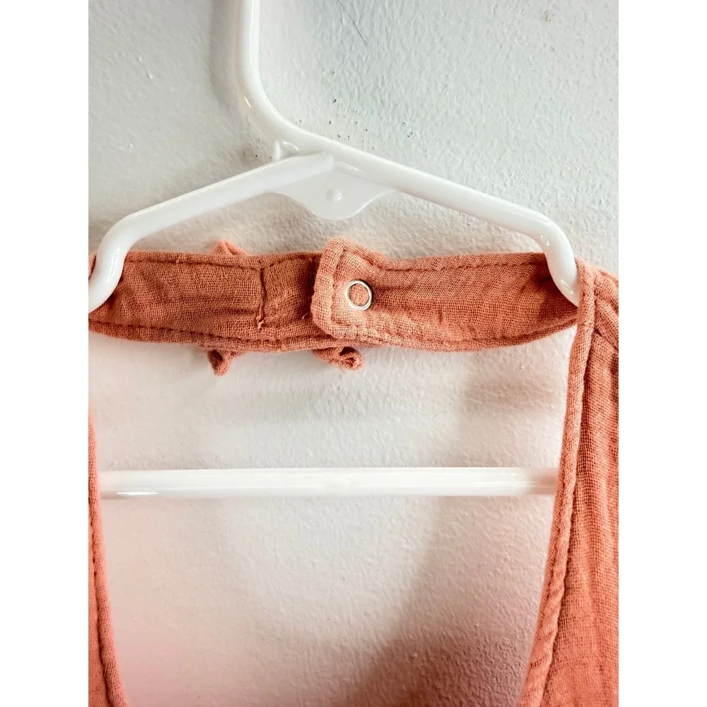 NWT Gerber Kids Girls Coral Pink Cotton‎ Gauze Halter Romper Jumpsuit 3T Spring